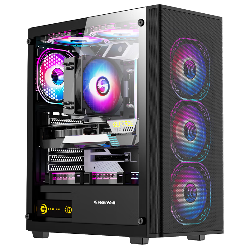 Great Wall Original K08 Computer Case (ATX Motherboard, Glass Side Panel, Steel Mesh Front Panel, USB3.0, 8 Fan Positions, Dust Filter, Supports 50-80 Graphics Card)