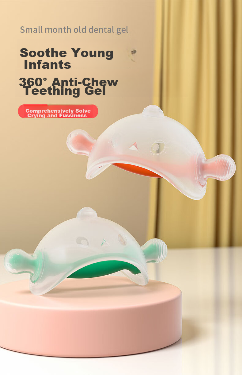DOCTOR MA Baby Teether Mushroom-Shaped Silicone Teether Toy, Anti-Thumb Sucking Oral Teether for Young Infants, Orange 1