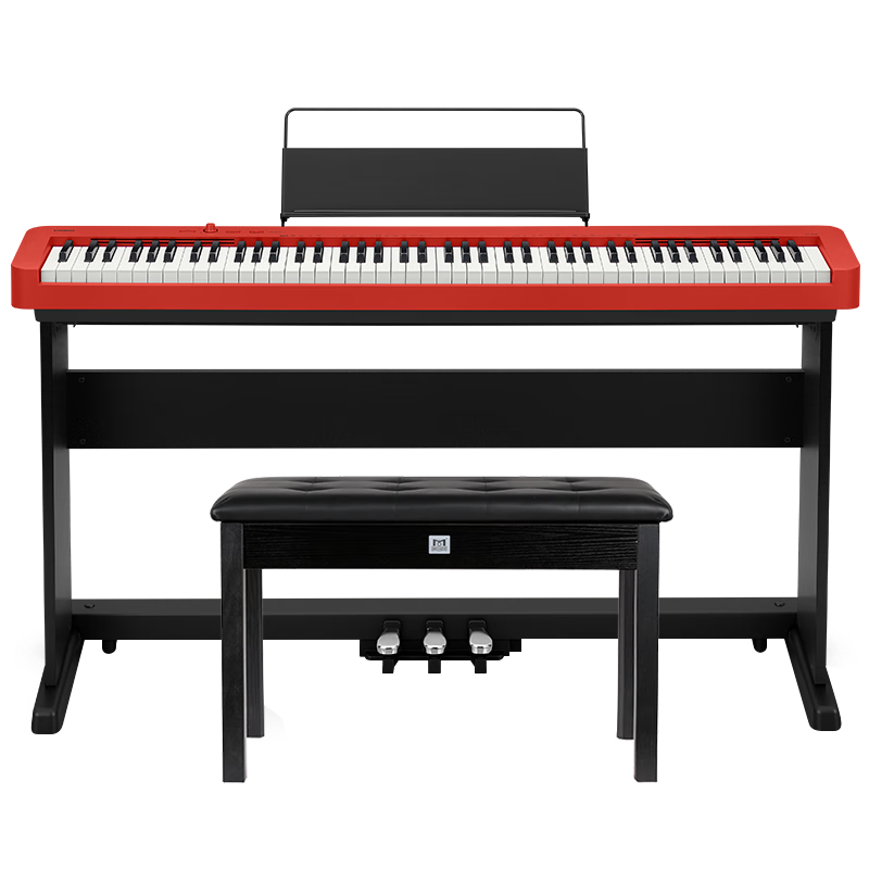 Casio Digital Piano EPS130 Red Electronic Digital Piano with 88 Weighted Keys, Beginner Standalone Unit, Wooden Piano Stand, Gift Package