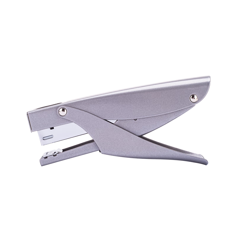 Deli Handheld Metal-Feel Durable Stapler, Portable Takeout Packaging Holder, Compatible with #12 Staples, Silver Color