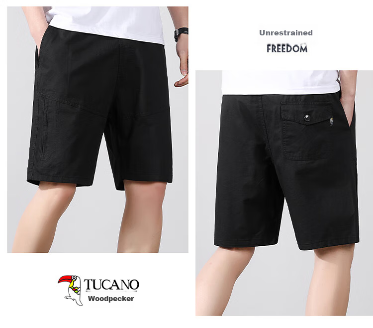TUCANO Men's Summer Cotton Casual Cargo Sport Breathable Lightweight Dark Gray Shorts XL 27