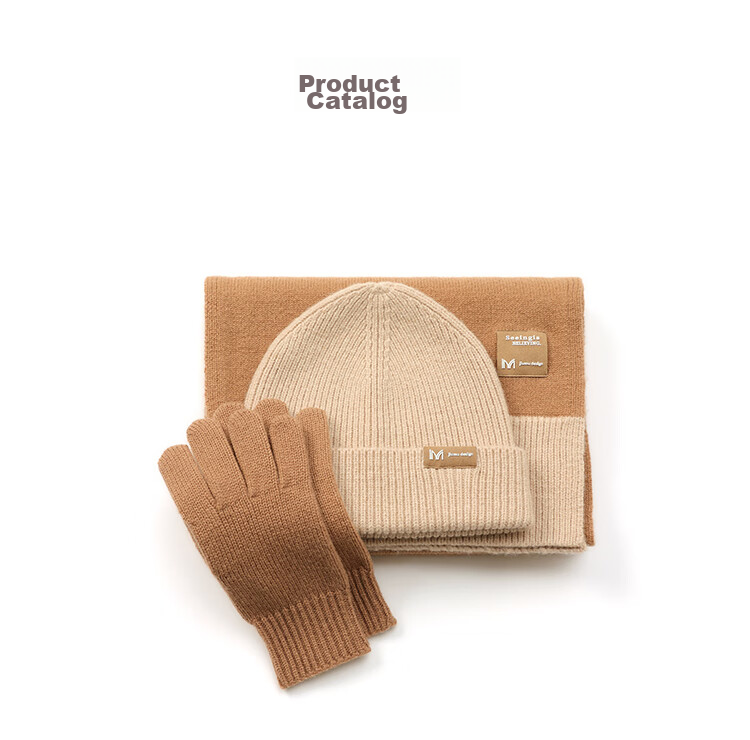 JIUMU Pure Wool Warm Scarf, Hat And Gloves Three-Piece Set for Women, Winter Birthday New Year Gift for Girls, Gift Box Packaging 16