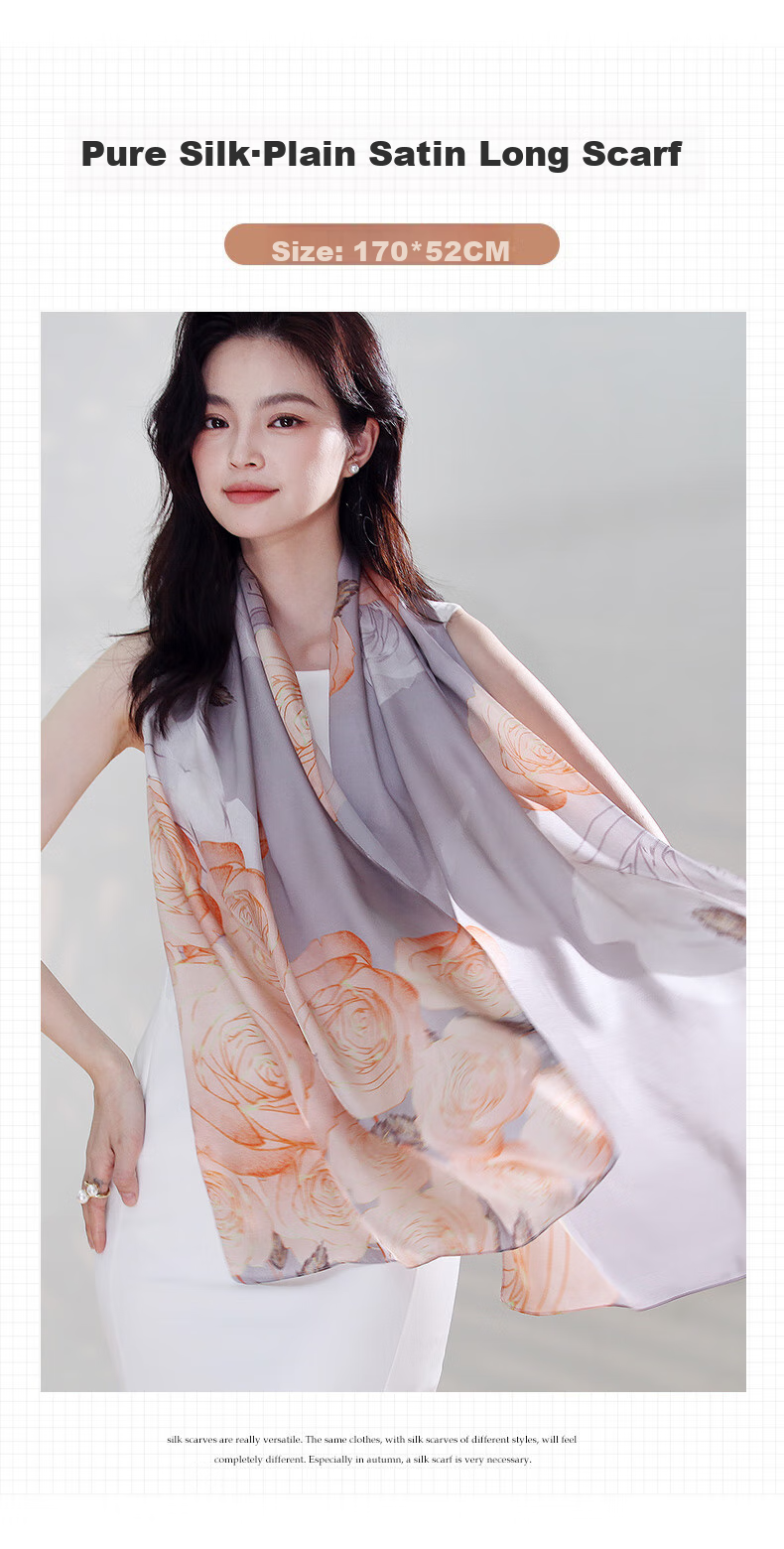 Hangsilu Silk Scarf for Women, Mulberry Silk Shawl, High-End Birthday Gift, Holiday Present for Mom And Teachers 1