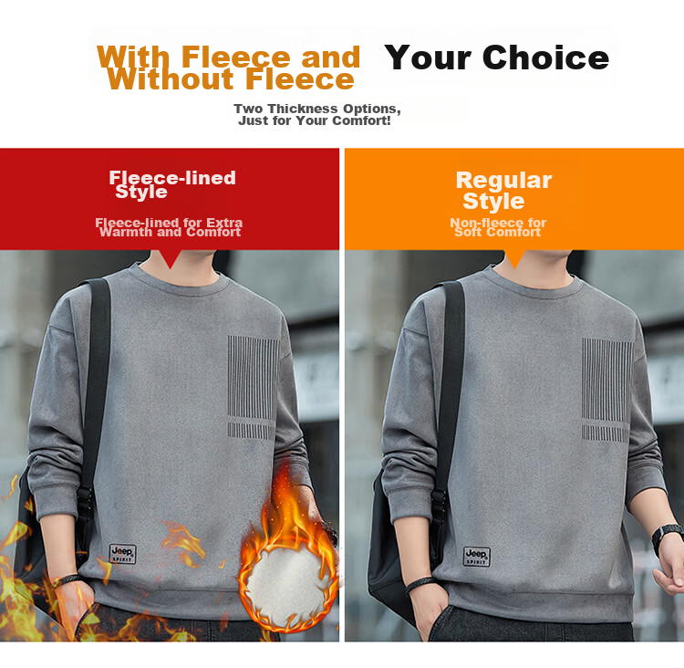 JEEP SPIRIT Men's Sweatshirt, Autumn And Winter Suede Long-Sleeve T-Shirt, Casual Loose Trendy Top for Me 2