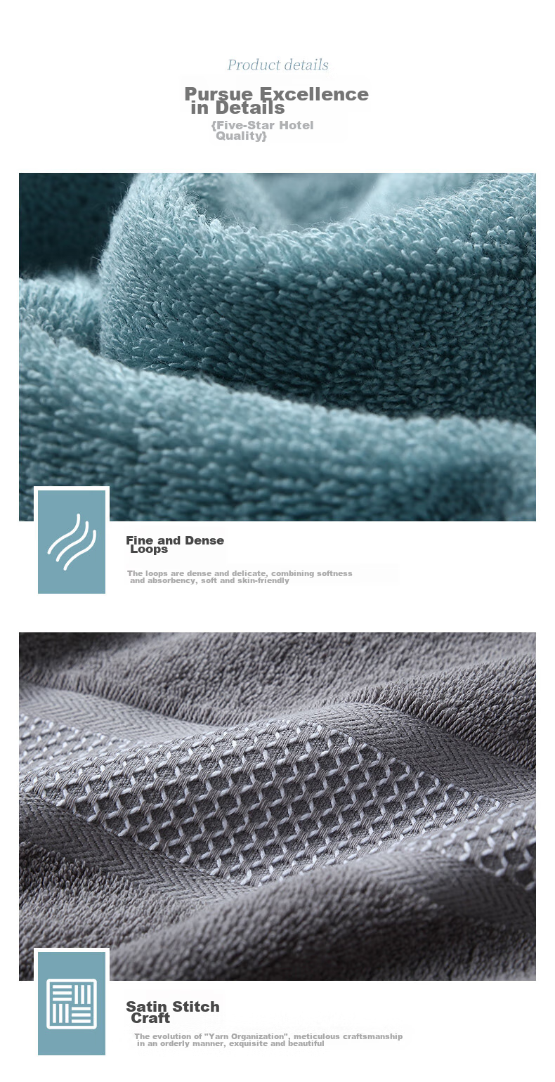 Canasin Pure Cotton Antibacterial Towel, Soft And Absorbent, Five-Star Hotel Face Washing Sports Towel, Single Pack, Silver Gray, 180g 10