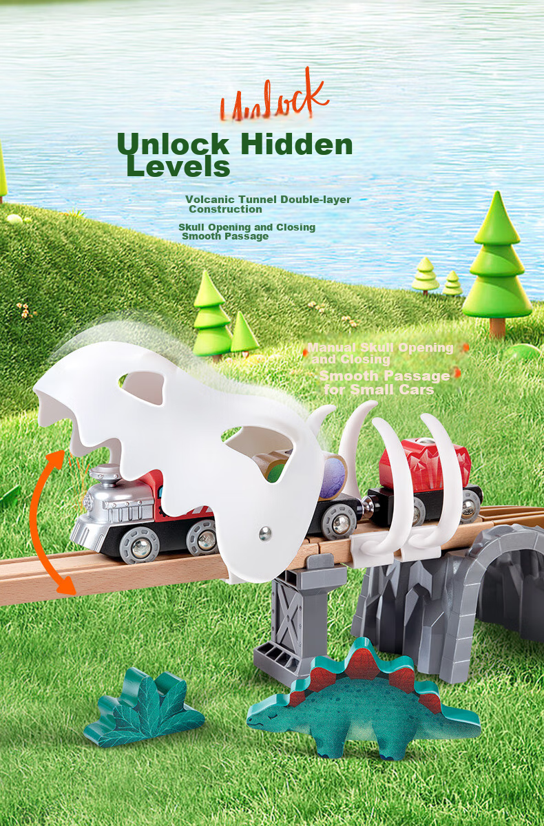 Hape Boys' Track Toy, DIY Assembly Train Track with Luminous Dinosaur Set, Gift for Boys Aged 3+, E3795 8