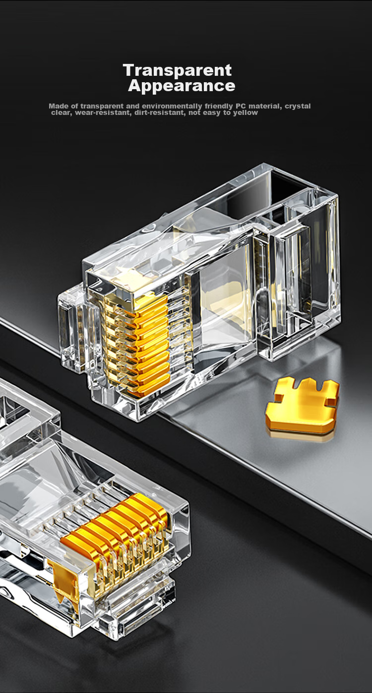 SAMZHE Engineering-Grade Category 6 Gigabit Network Shielded RJ45 Connector, 8P8C Network Cable Plug, FTP Copper Shell Crystal Head, 10 Pieces, PB6010 9