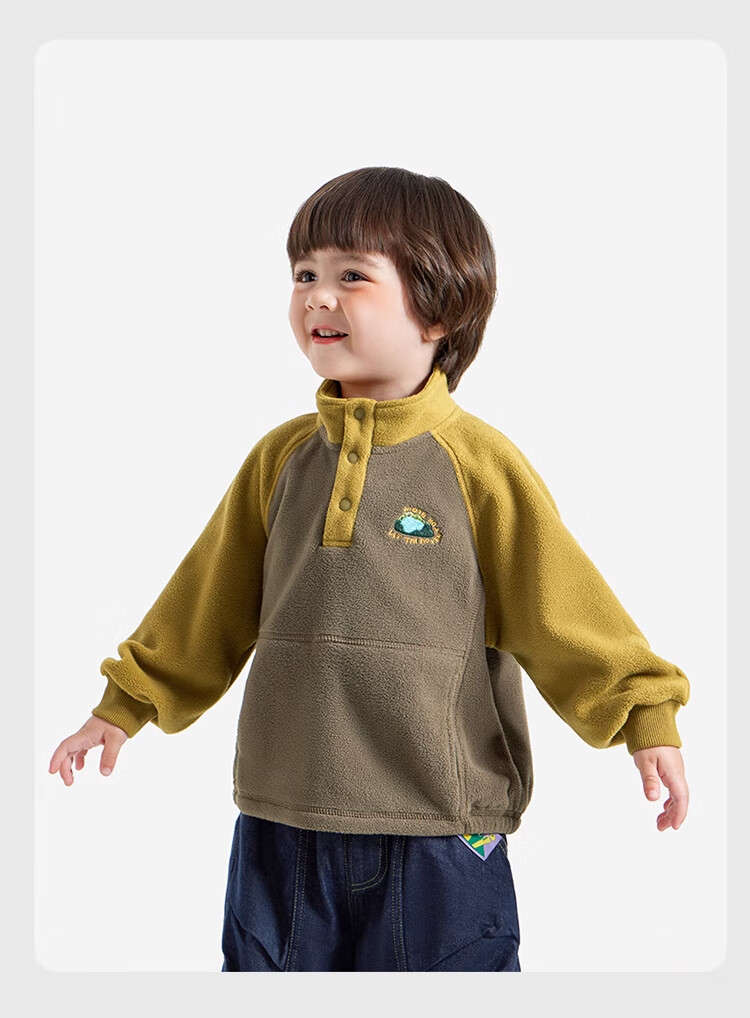 Ciciibear Baby Sweatshirt, Double-Sided Fleece, Spring And Autumn 2024 New Style, Children's Long-Sleeve Inner Pullover, Boys' Winter Wear 5