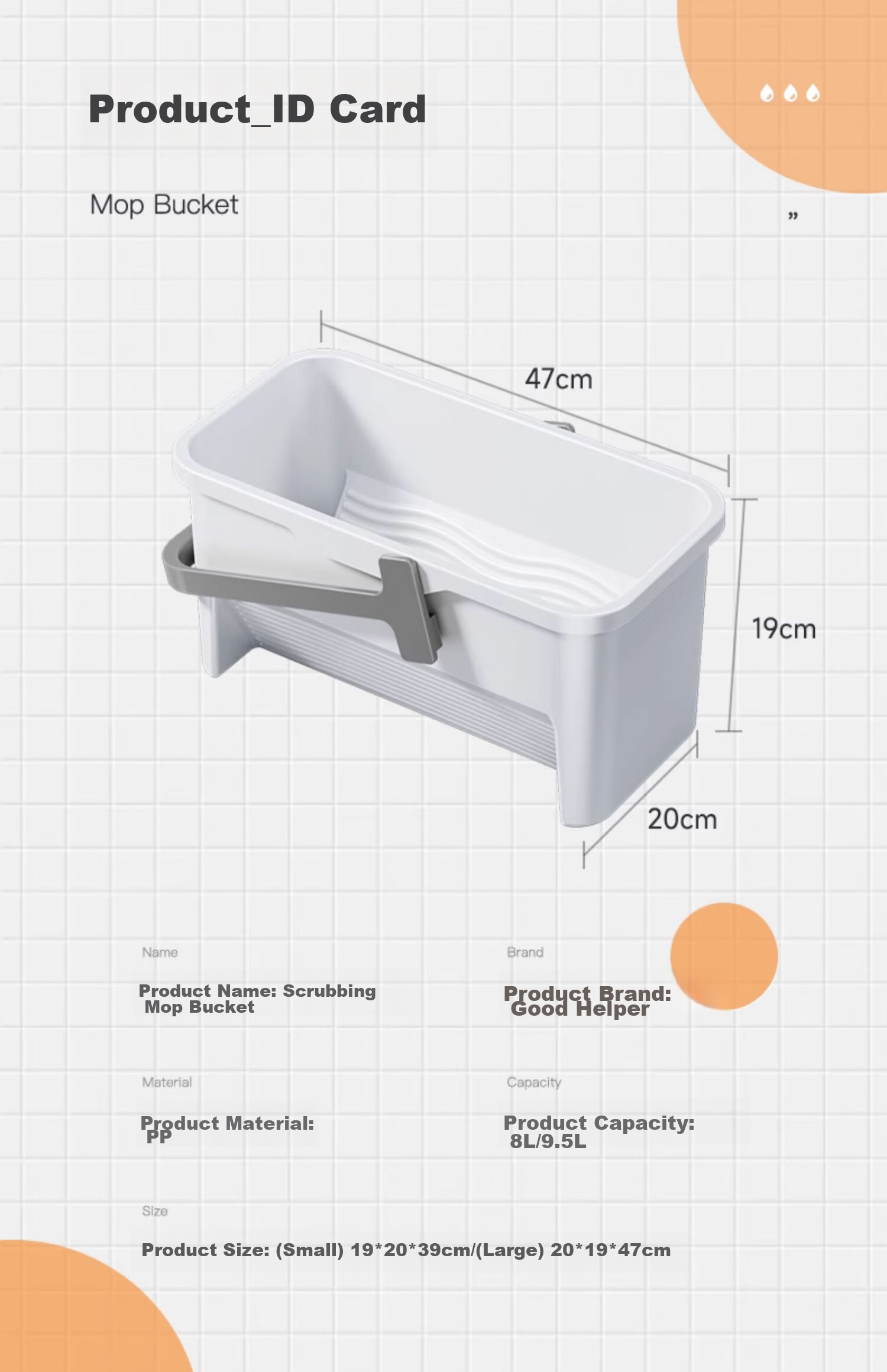 Jiabangshou Sponge Mop Floor Bucket, 33cm Household No-Hand Washing 2025 Model Mop Water Bucket, Rectangular with Enlarged Opening 13