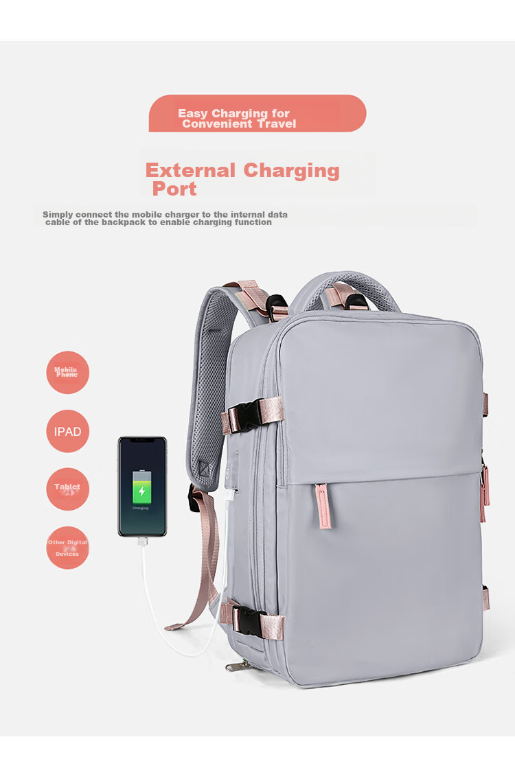 Landcase Backpack for Women, Large Capacity Short Trip Travel Bag, Business Laptop Bag, Lightweight Luggage Bag for Travel, 1638 Light Purple 8