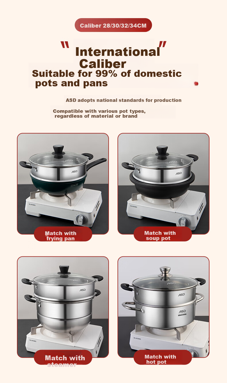 ASD Steamer Pot Steaming Rack 430 Stainless Steel Wok Steamer Universal Steamer Single Layer Steaming Rack 28CM ZS28Z3WG 4