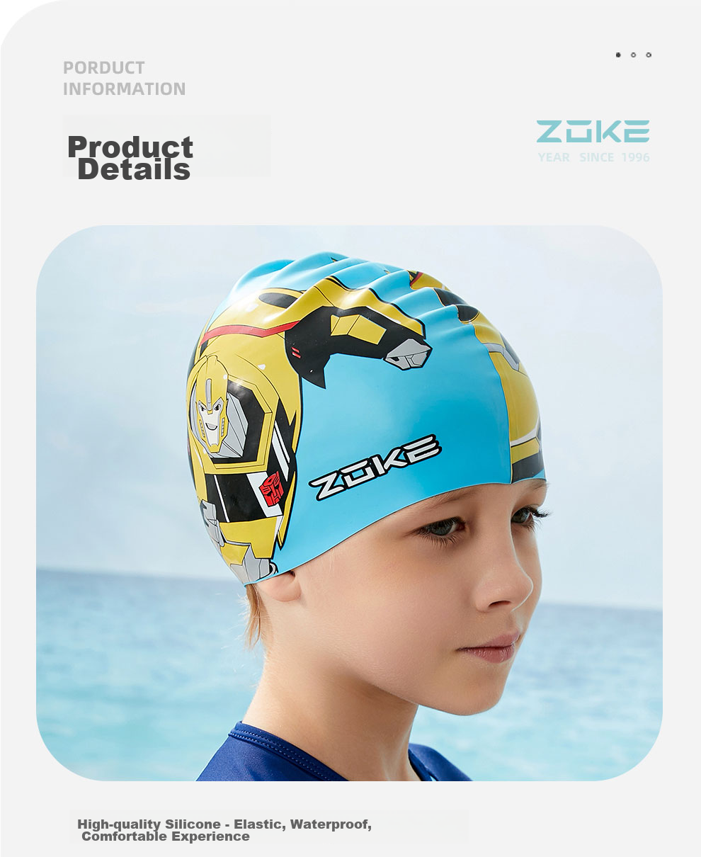 ZOKE Children's Swimming Cap, Silicone Waterproof Hair Protection And Ear Protection, Anime Cartoon Transformers Style, Boys' Swimming Equipment, 621603219 6