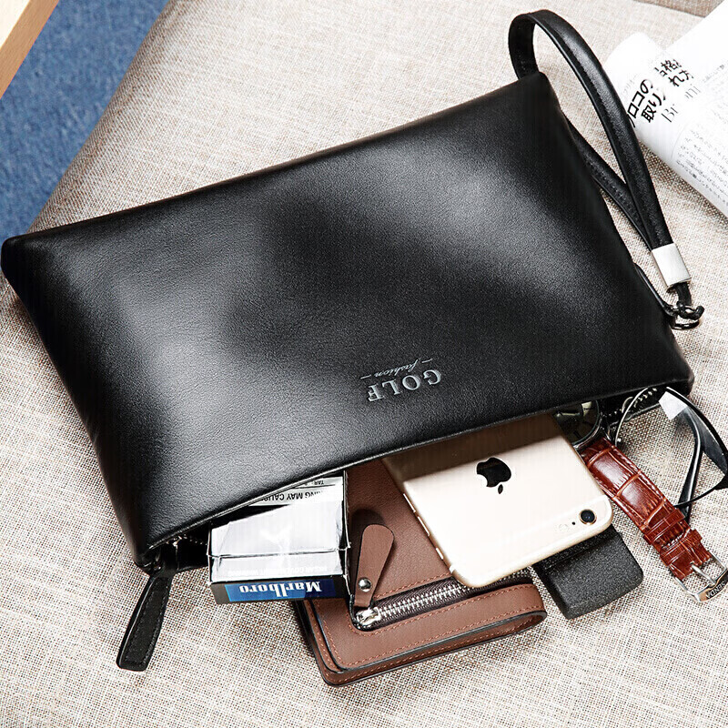 GOLF Men's Clutch, Top-Grain Leather Handbag, Large Capacity with Multiple Card Slots, Envelope-Style Clutch, Valentine's Day Gift for Boyfriend