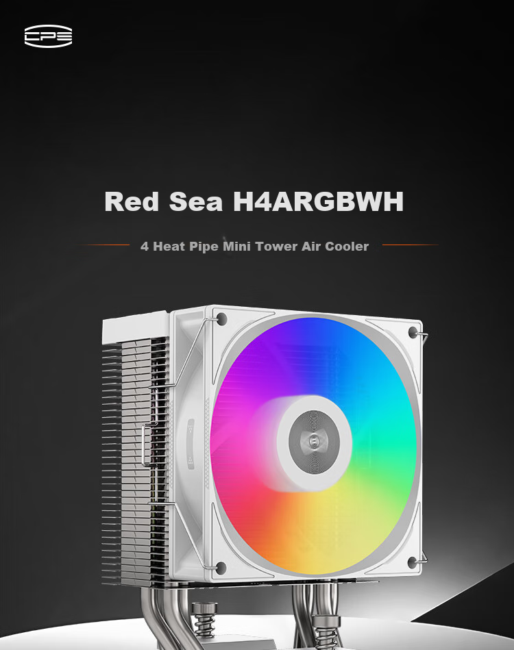 PCCOOLER Red Sea H4 Black CPU Air Cooler (4 Heat Pipes/PWM Fan/Supports 12/13 Gen 1700/AM4/AM5/133mm Height) 1