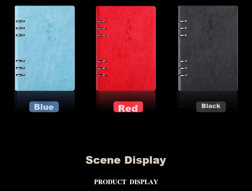 Jiaranheng A5 Thick Loose-Leaf Notebook, Creative Inspirational Cover, Business Office Stationery, Removable Refillable Pages, Meeting Record Book, Customizable, Gray 10
