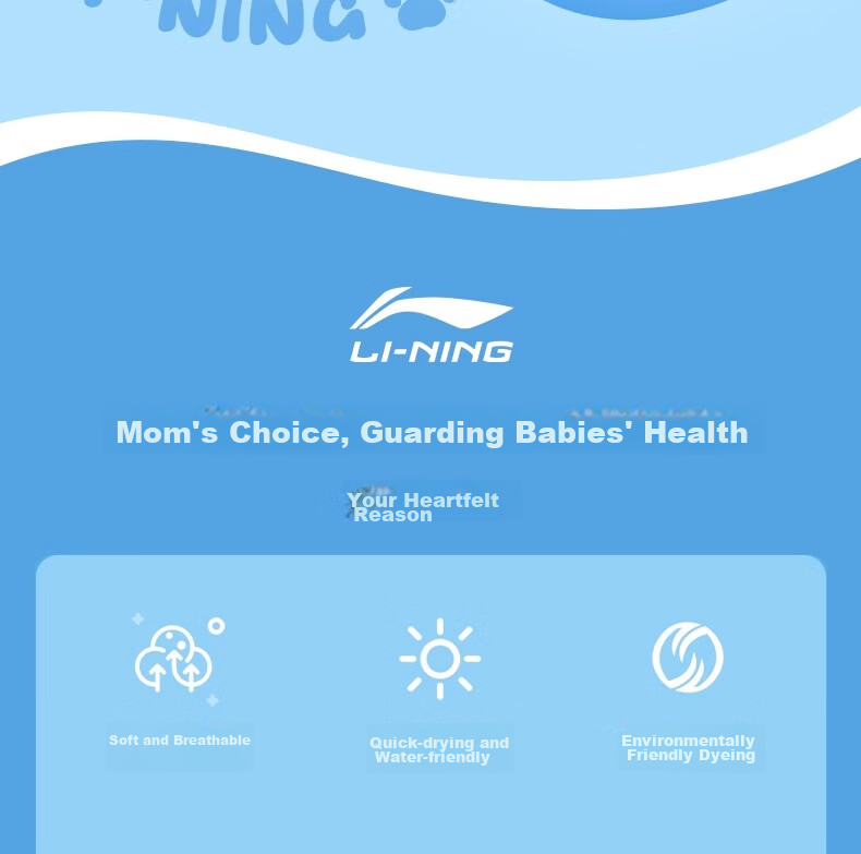 Li-Ning Children's Swimsuit One-Piece Square-Leg Swim Trunks Surfing Suit Quick-Dry Hot Spring Swimwear for Boys And Girls Aged 3-6 3