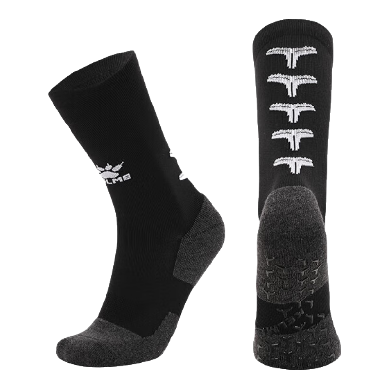 KELME Mid-Calf Socks with Non-Slip Silicone Soles, Thickened Towel Bottom, Football Socks, Basketball Socks, Running Socks for Men And Wome