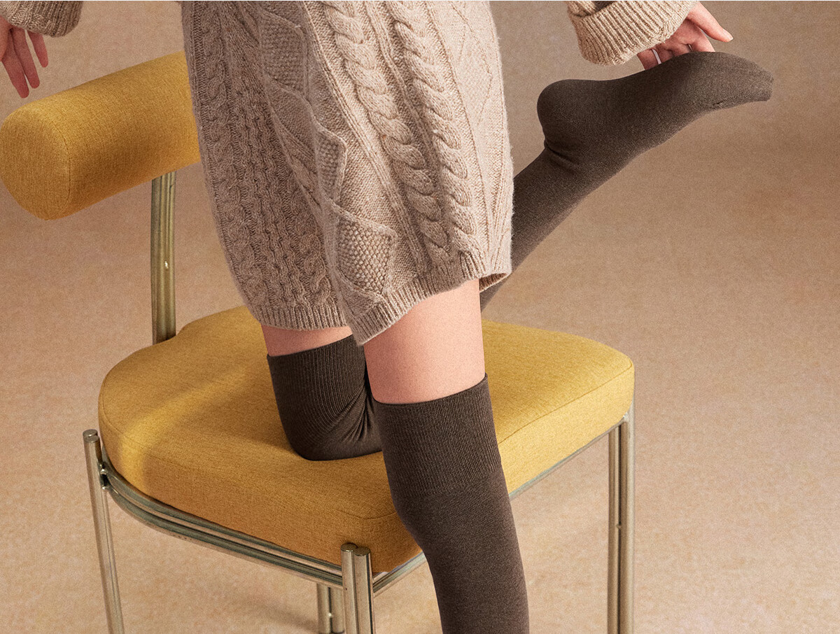 Mianzhuwu Anti-Slip Slim Leg Thigh Socks Knee Protection High Tube Pure Cotton 10A Antibacterial Non-Slip Over-Knee Socks Women's Long Socks 2 Pairs 21