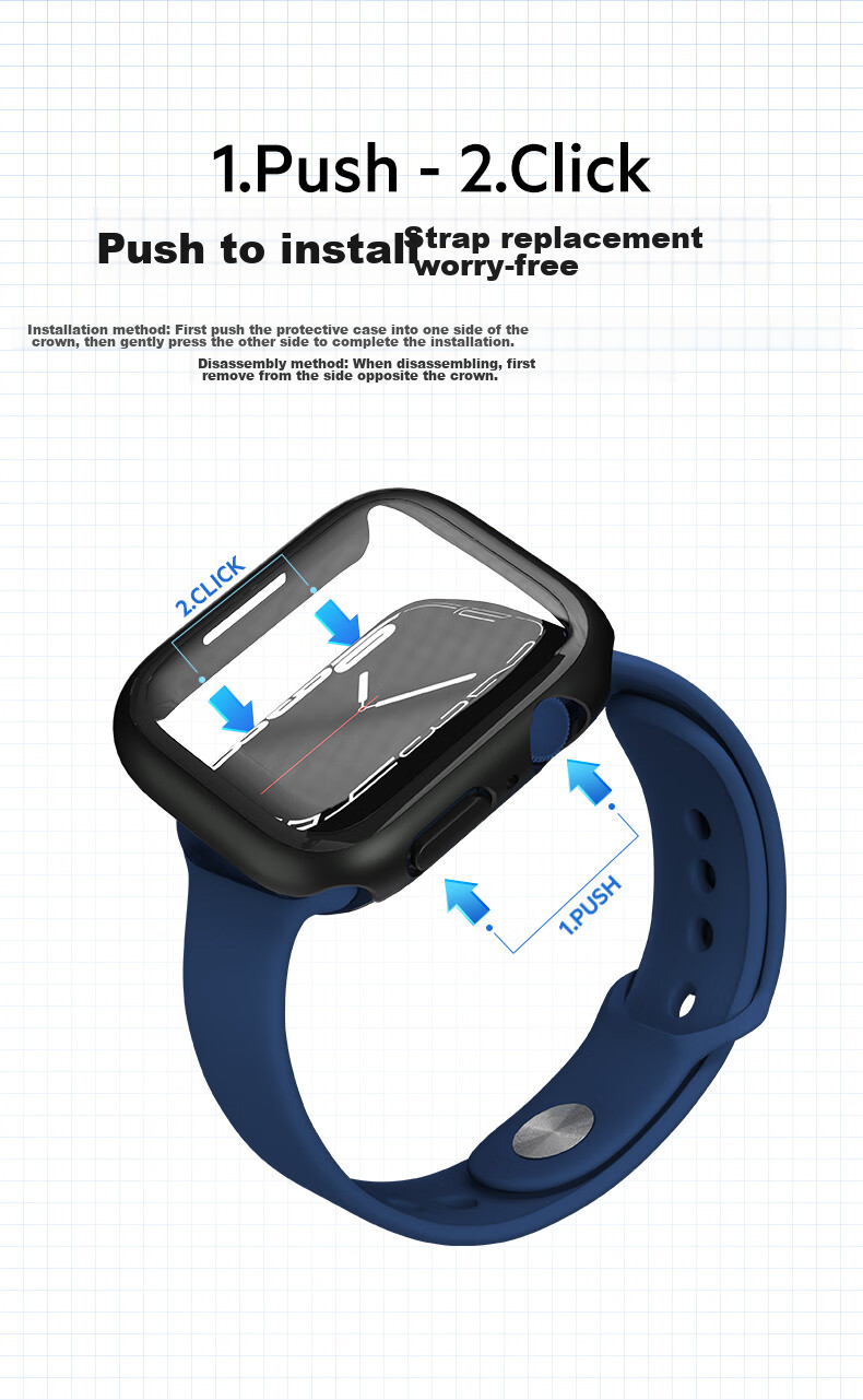 BELKIN Full Protection Case for Apple Watch, Tempered Glass Screen Protector And Shockproof Case Two-In for Apple Watch S9/S8/S7 to S4, Black, 41mm 9