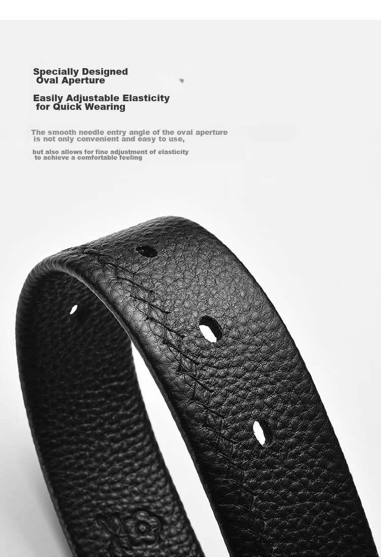 MONTAGUT Men's Belt, Men's Waistband without Buckle, Cowhide Leather Belt, Strap Belt for Men, New Year Gift 3