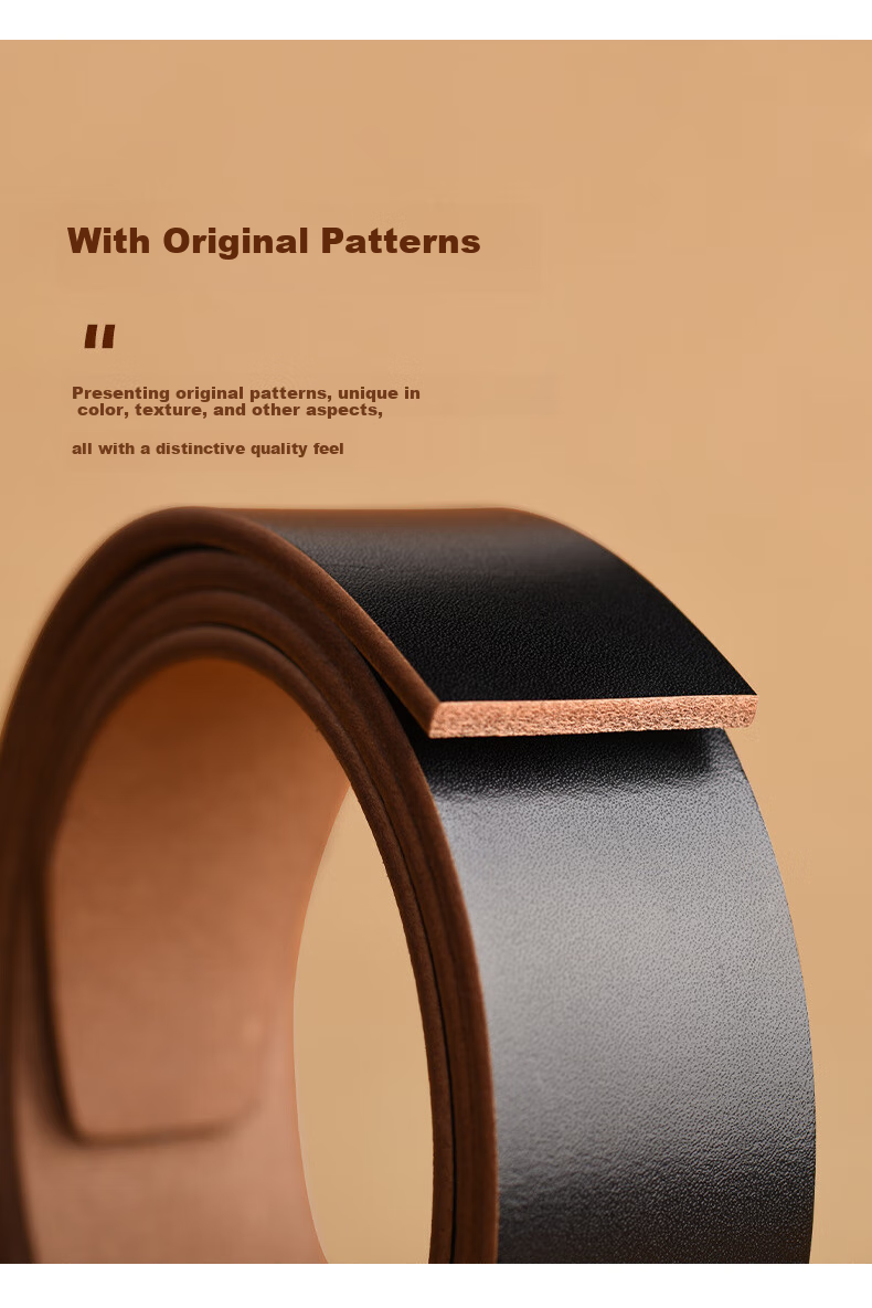 JEEP Men's Belt, Top-Grain Leather, Toothless Automatic Buckle, Casual Pants Belt, Birthday Gift for Boyfriend 3
