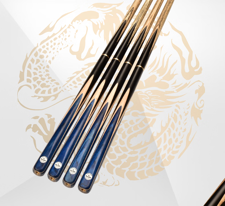 Jianying Billiard Cue Small Tip Chinese Black 8 Eight-Ball English Snooker White Waxwood Split Universal Pool Cue Blue Dragon 16