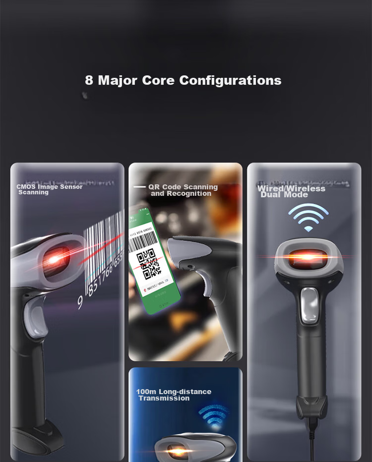 Haoshun (Hysoon) Wireless Barcode Scanner, 1D/2D Barcode Scanner, Cashier Barcode Scanner for Supermarket, Express Delivery, Logistics, Spare Parts Warehouse S224 3