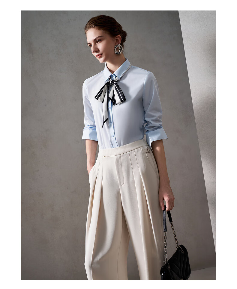 G2000 Women's 2025 Autumn Winter Commuter Long Sleeve Shirt with Tie Delivery/Cotton Blend/Mall Same Style 8