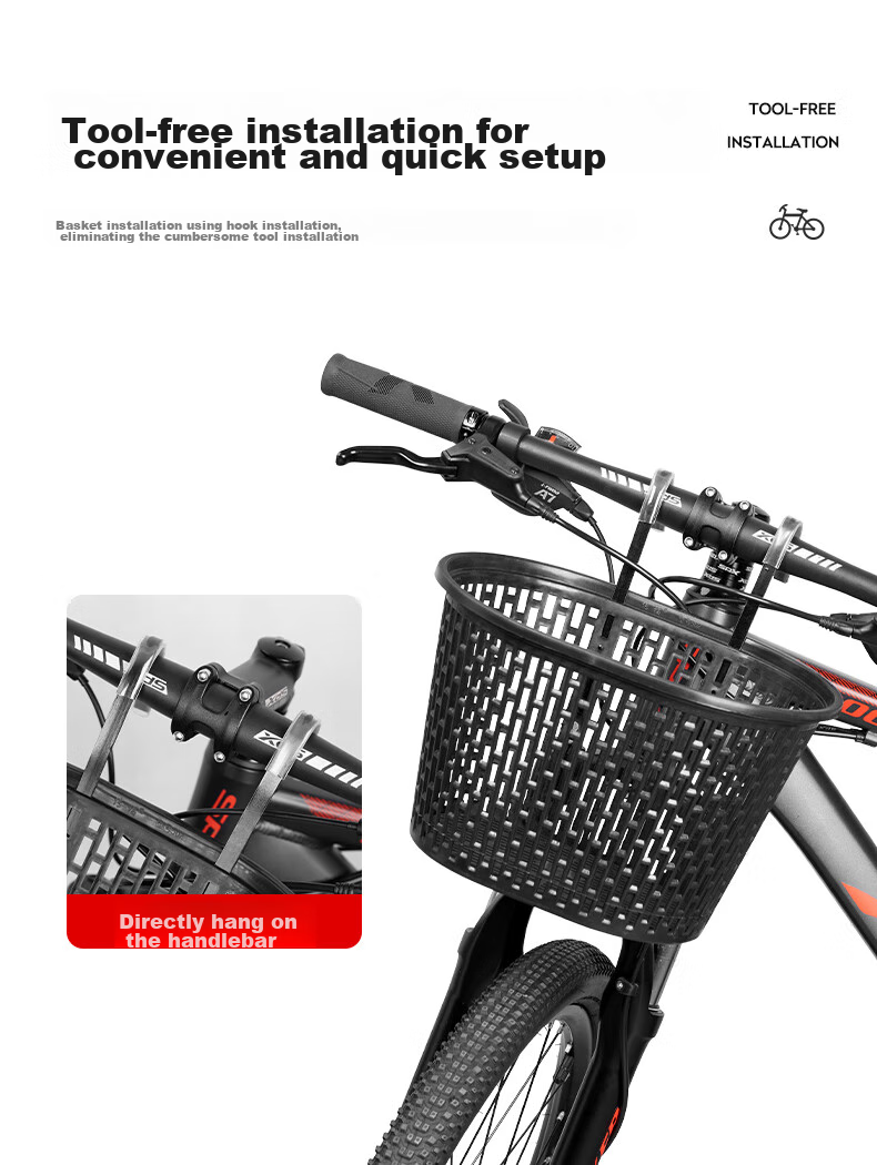Move Iron Bicycle Basket, Front Basket for Mountain Bike, Front Basket for Bicycle, Blue Basket for Bicycle, Hanging Basket for Bicycle, Vegetable Basket, Children's Hanging Basket 4