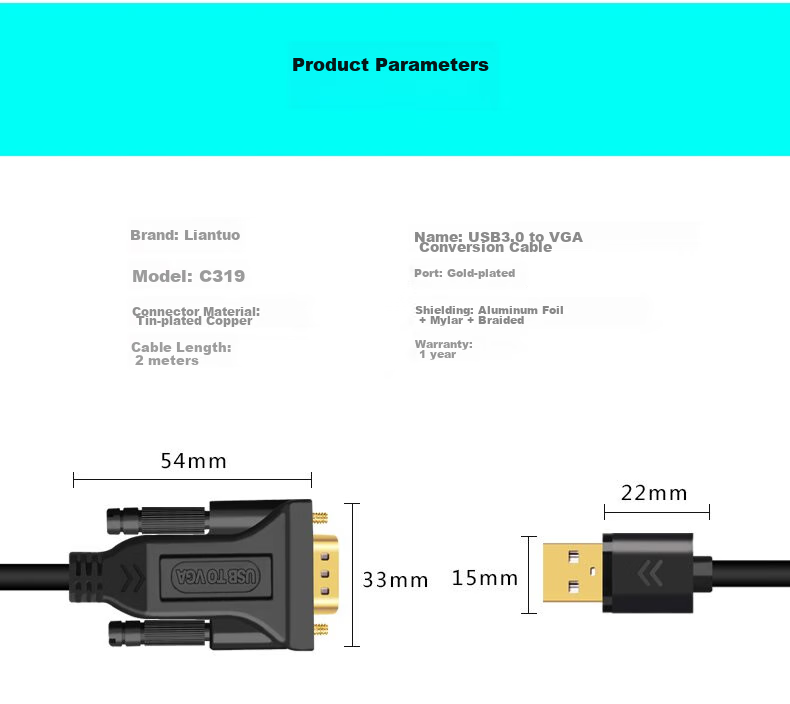 LinkStone USB to VGA Converter Cable, Screen Mirroring Cable, Laptop High-Definition Adapter Screen Casting Cable, Projector Connector, Monitor Interface TV Expansion Screen Mirroring Video Converter 11