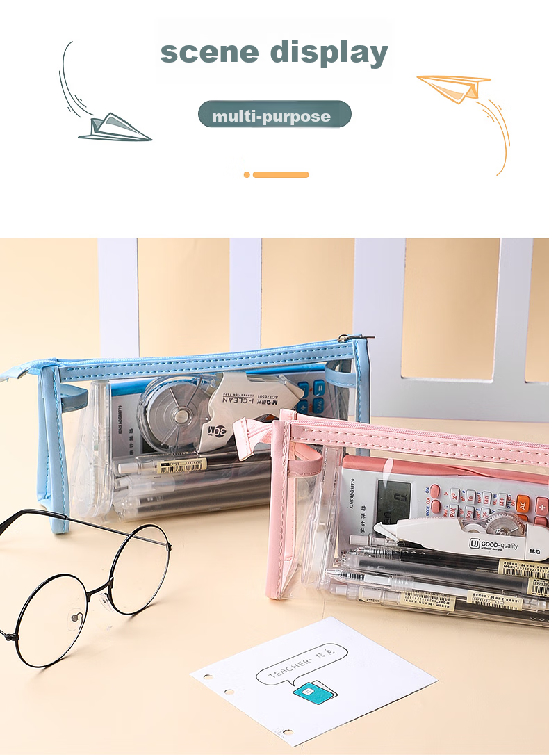 Wengu [Exam Essential] Transparent Pencil Case, Large Capacity High-Quality Stationery Bag for Primary And Secondary School Students, Graduation Gift for College Boys And Girls, Exam-Specific WGBD001 Sky Blue 14