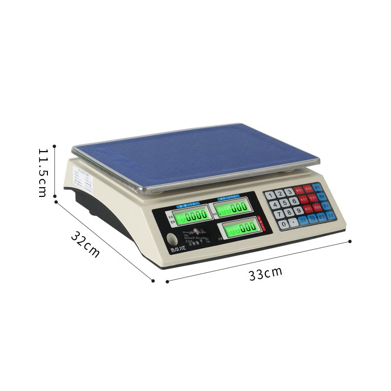 BJ Electronic Pricing Scale, Electronic Weighing Machine, Commercial Food Scale, Grocery And Fruit Electronic Scale, 30KG Flat Surface