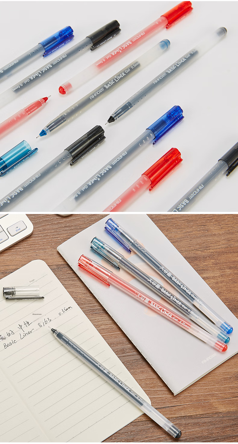 AIHAO 0.35MM Red Full Needle Tube High Capacity Gel Pen Office Signature Disposable Water-Based Carbon Gel Pen 8763 10