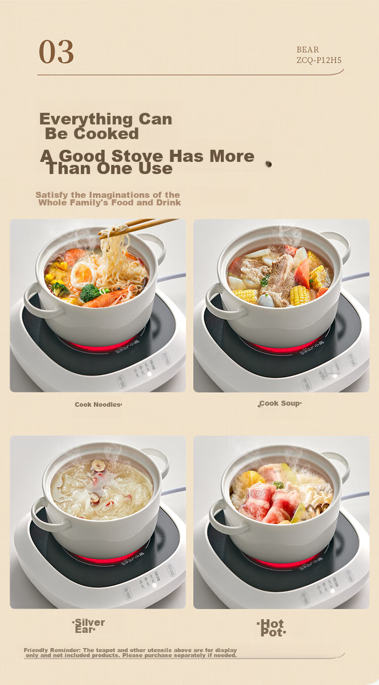 Bear Electric Ceramic Stove Mini Tea Brewing Pot for White Tea, Black Tea, Pu'er And Health Tea, Compact Multi-Functional Home Use Quiet Cooking Tea Brewing Pot J13Z5 7