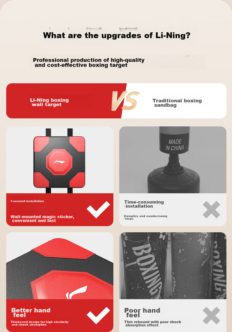 Li-Ning Boxing Wall Target Training Equipment, Home Use Adult Punching Bag, Wall-Mounted without Drilling, Kickboxing Sandbag, Indoor Use for Childre 4