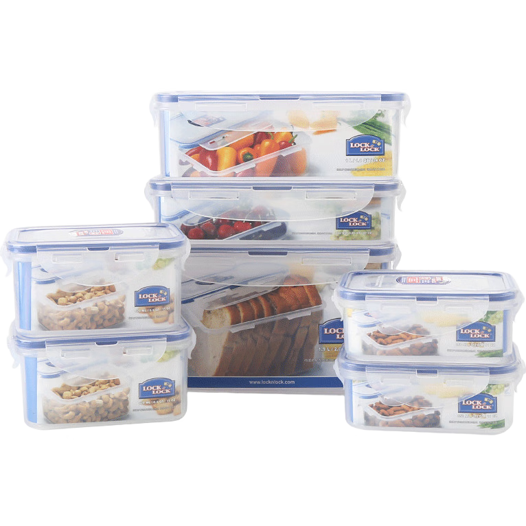 LOCK&LOCK Plastic Sealed Food Storage Containers Set, Kitchen Freezer Food Preservation Storage Box, 7-Piece Set