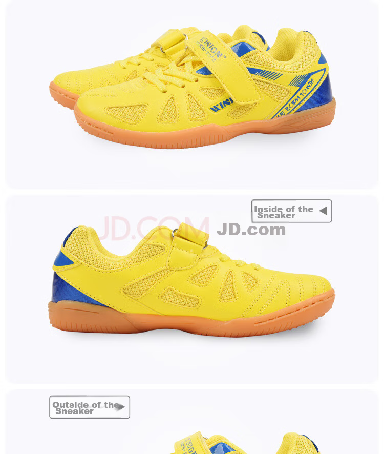 WINION Premium Table Tennis Shoes for Children Boys Girls, Professional Non-Slip Wear-Resistant Training Shoes, White And Blue, Size 34 9