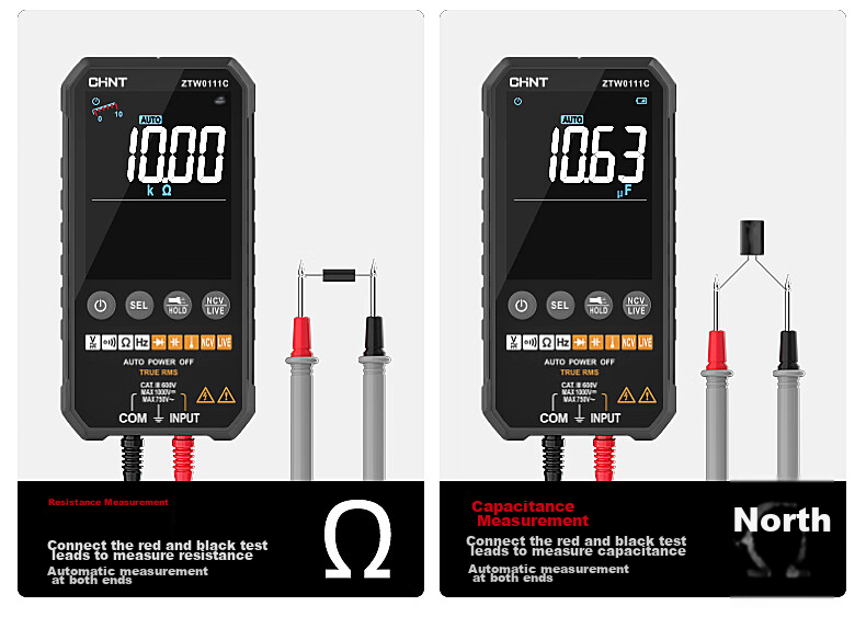 CHNT Ultra-Thin Multimeter, Digital High-Precision Fully Automatic Portable Electrician's Universal Meter, Large Screen Color Display 21