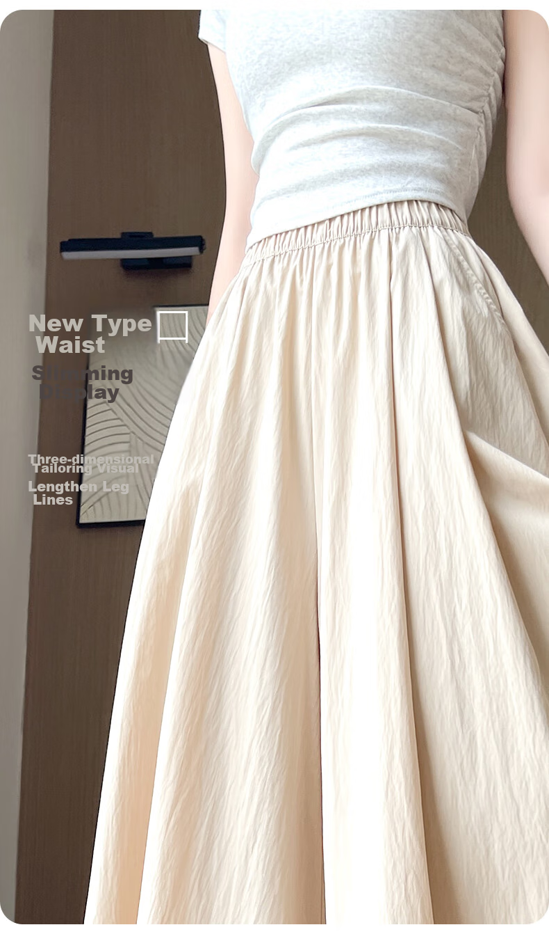 FitonTon Women's High-Waisted Slimming A-Line Skirt Pants, Trendy Casual Loose Wide-Leg Trousers for Summer 2026 New Collectio 7