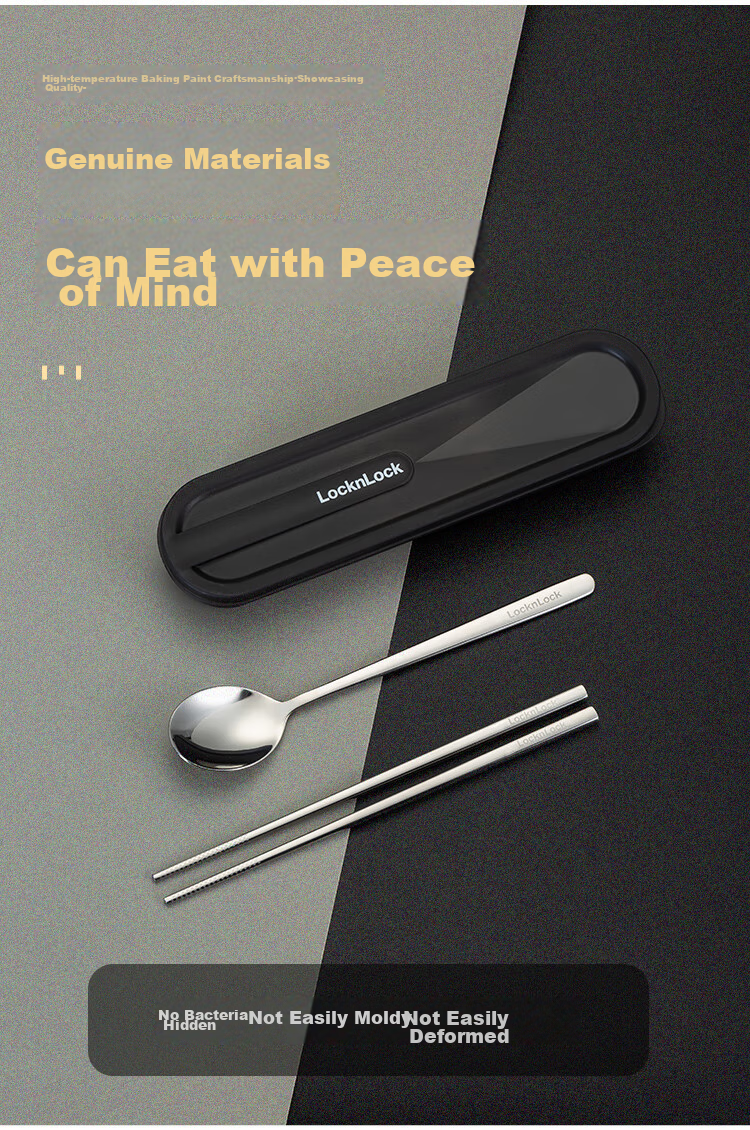 LOCK&LOCK Rabbit Portable Chopsticks And Spoon Set, Stainless Steel Chopsticks And Spoons, Student Cutlery, Pocket Chopsticks Box, Detachable And Easy to Clea 3