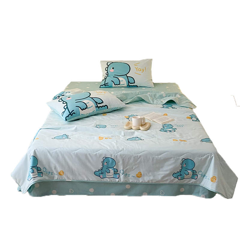 Dohia All-Cotton Air Conditioning Quilt, Washable Summer Cool Comforter, Children's Cartoon Thin Summer Coverlet, 0.9m Bed, 120*150cm