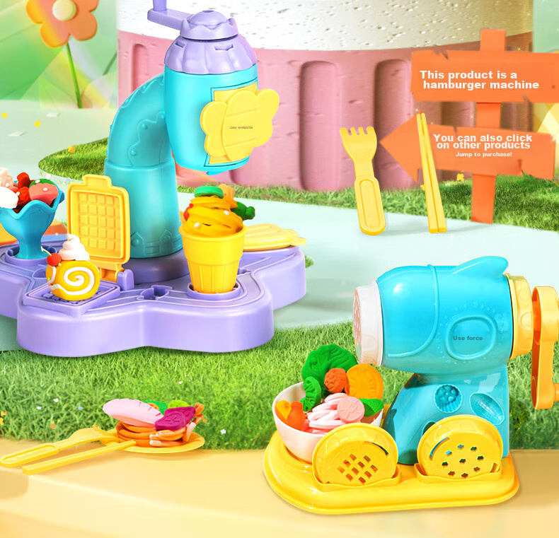 Deli Clay Machine, Burger Maker, Non-Clay Playdough for Children, Boys And Girls, Colorful Clay, Non-Toxic Toy for Kids, Birthday Gift 2