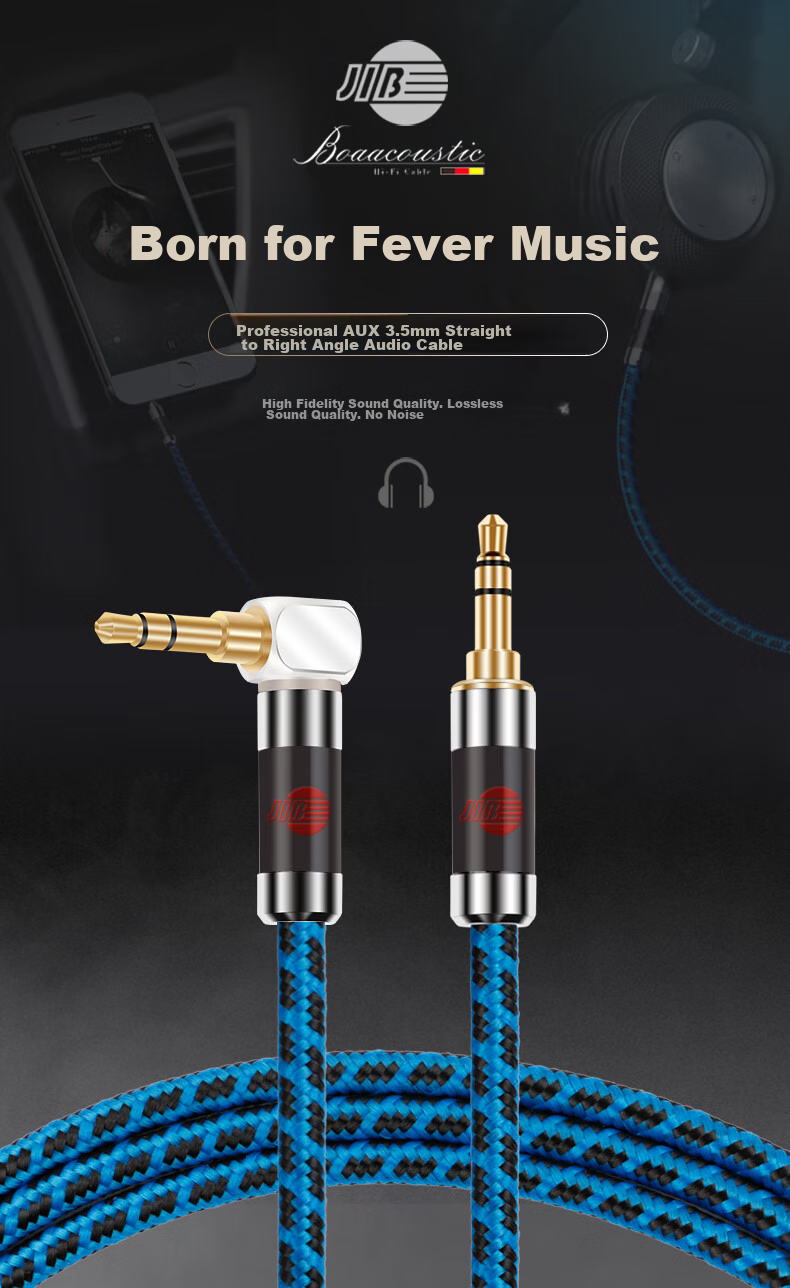 JIB Audiophile AUX Audio Cable, 3.5mm Male to Male Car Connection Cable, Phone Laptop MP34 Player to Headphones Desktop Speaker Cable BP-018 1 Meter 1