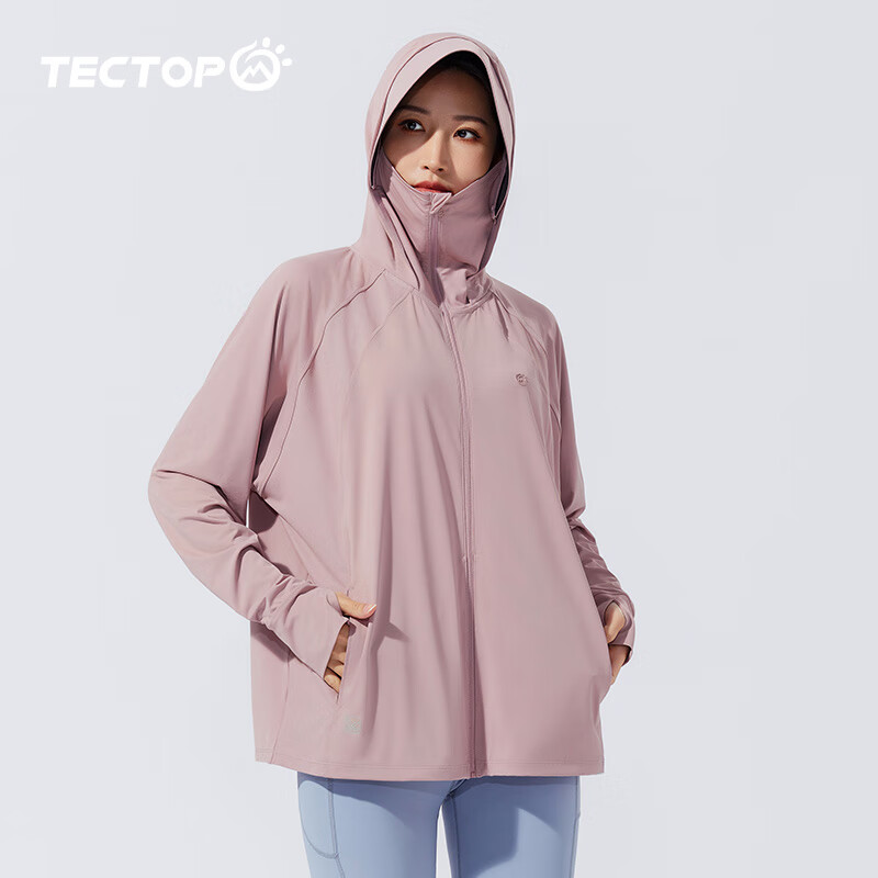 TECTOP Outdoor Sun Protection Jacket for Women, UV-Resistant Summer Breathable Hiking Coat, 2422102FS Women's Style, Light Pink, Size M