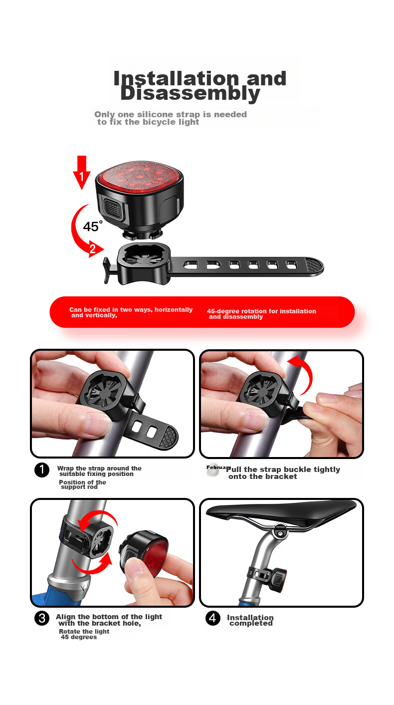 Bicycle Light, Cycling Equipment, Front And Rear Lights, Mountain Bike Night Riding Safety Warning Light, Waterproof USB Rechargeable High-Brightness Flashlight, Road Bike Tail Light 13