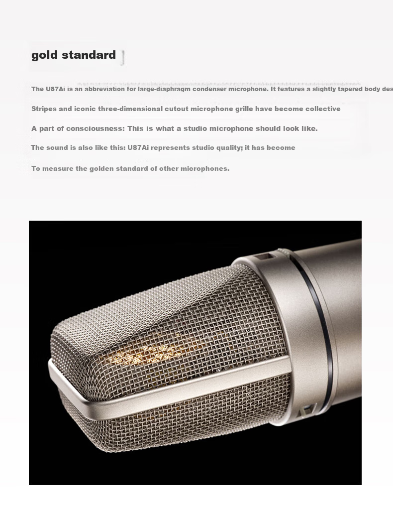 NEUMANN German Imported U87AI Professional Recording Studio Microphone Live Streaming Condenser Microphone High-End Voice Recording Karaoke Tool Neumann U87 Dual Diaphragm Three Directional Pickup 5