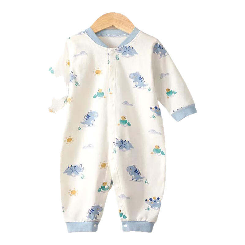 AIBEDILA Newborn Baby Romper Spring And Autumn Style, Pure Cotton Onesie, Unisex Baby Mid-Open Crawling Suit, Early Autumn Bodysuit, Size 90
