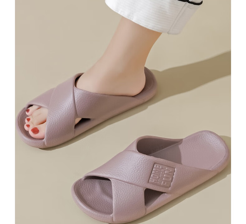 Huameijianbu Cross Mocha Slippers, Couples Bathroom Indoor Outdoor Thick Soft Sole Non-Slip Sandals HM600, Pink, Size 39-40 18