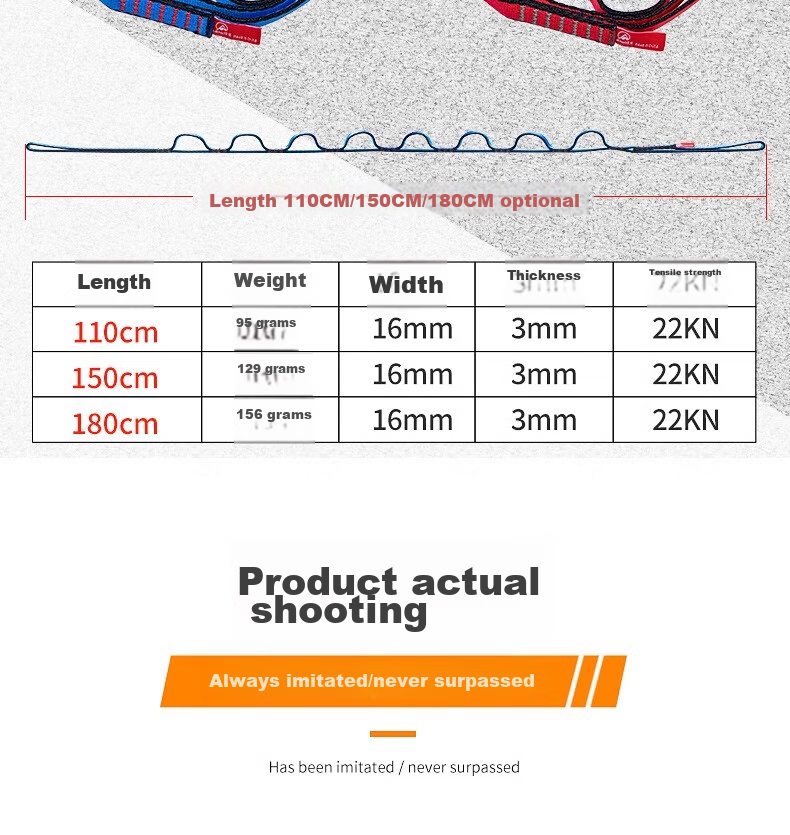 Kanle Outdoor Climbing Flat Belt, Durable Mountaineering Safety Rope, Protective Nylon Flat Belt, High-Altitude Protection Rope 10
