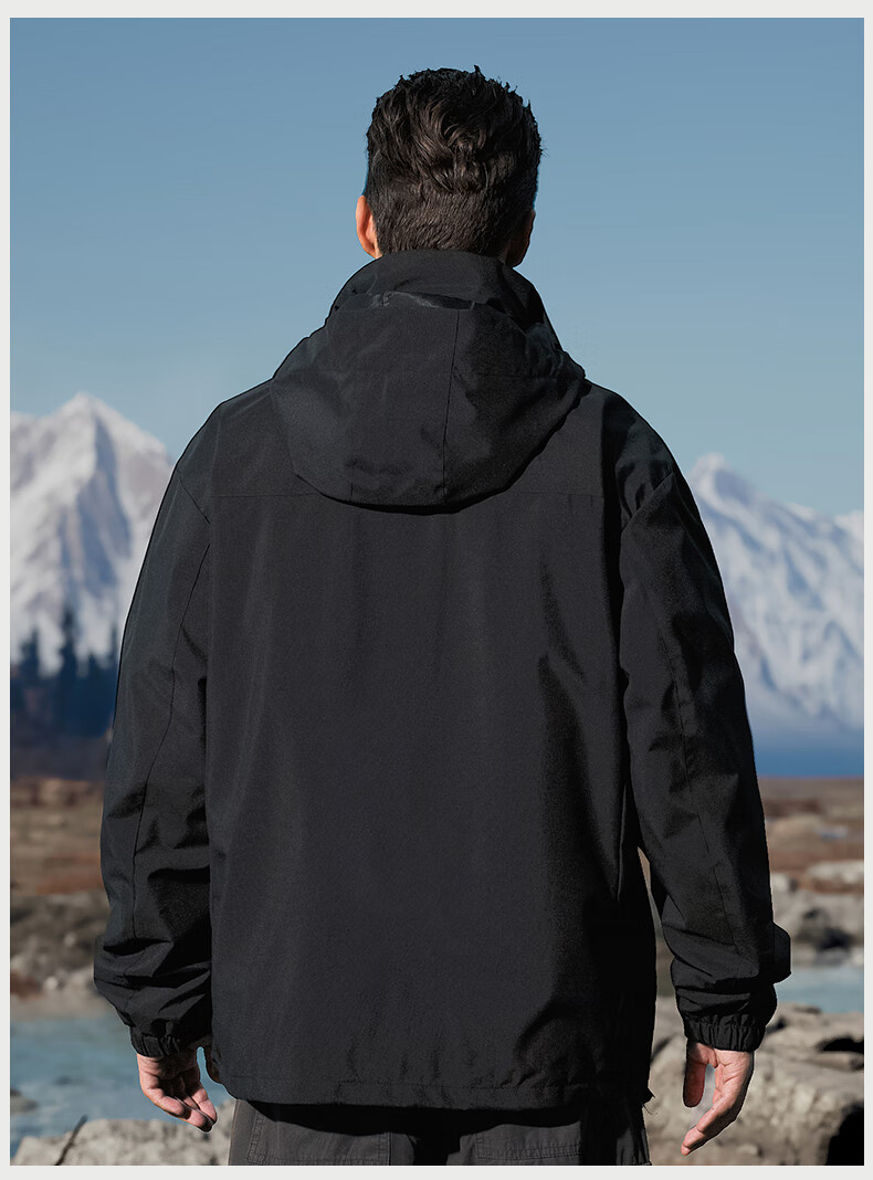 JEEP Men's 3-in-1 Convertible Outdoor Jacket Windproof Hiking Casual Detachable Two-Piece Set 6